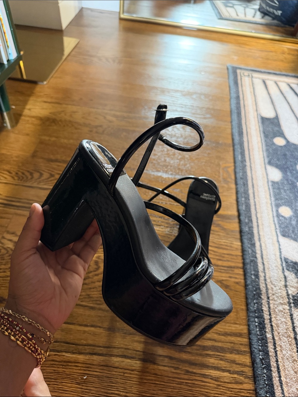 Jeffrey Campbell Black Patent Strappy Platform Sandals